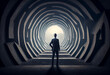 © AI_images - Businessman getting ready to enter a labyrinth concept. Generate Ai.