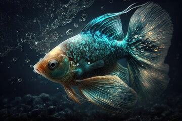 Canvas Print - Realistic decorative fish in action. AI generated