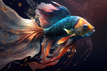 Wall Mural - Realistic decorative fish in action. AI generated