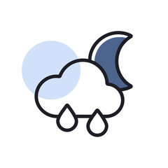 Wall Mural - Raincloud with raindrops moon vector flat icon