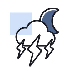 Wall Mural - Moon storm cloud vector icon. Rainstorm symbol