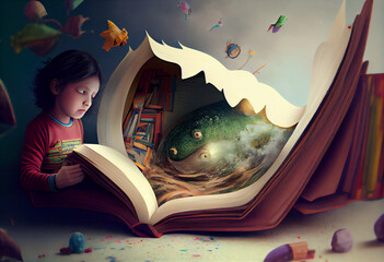 Wall Mural - Kid book imagination. Generate Ai.