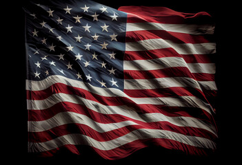 Wall Mural - United States Flag On Black Background. free space. top wiew. Generate Ai.