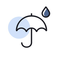 Wall Mural - Umbrella and rain drops vector icon. Weather sign