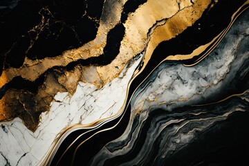 Marble Texture Black Gold White Gray Color Elegant Luxury Pattern Veins Waves Flow Stone Wallpaper Background Backdrop Design Decor Deocration