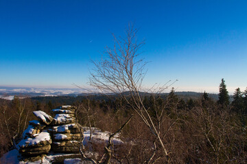 Wall Mural - Winter landscape with rock in Czech Republic.