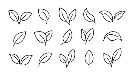 Poster - A set of leaf icons on a white background. A symbol of ecology. Vector illustration