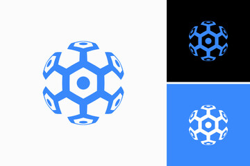 Sticker - globe with connections data vector logo design