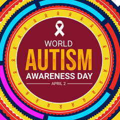 Poster - World Autism Awareness day backdrop in colorful design with typography. International Autism awareness day, background