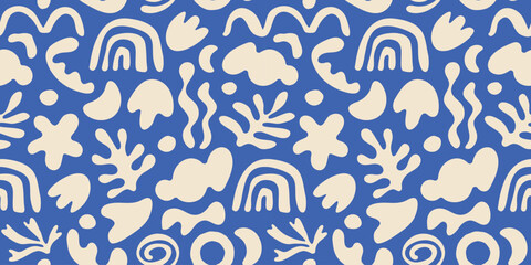 hand drawn trendy modern seamless pattern with abstract organic shapes. vector print for wrapping pa