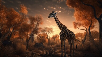 Wall Mural - last giraffe. created with generative ai.