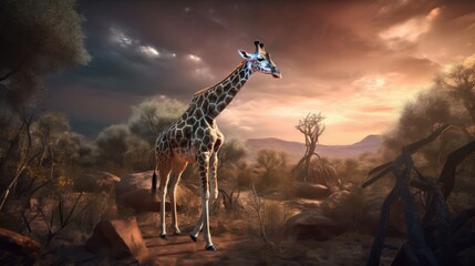 Wall Mural - last giraffe. created with generative ai.