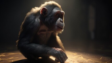 Wall Mural - monkey close up. portrait of a monkey. created with generative ai.