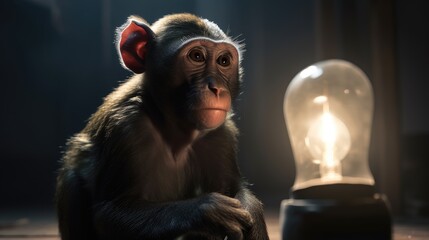 Wall Mural - monkey close up. portrait of a monkey. created with generative ai.