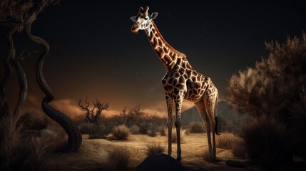 Wall Mural - last giraffe. created with generative ai.