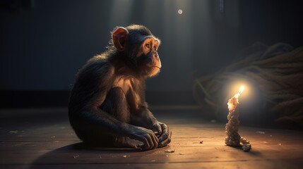 Wall Mural - monkey close up. portrait of a monkey. created with generative ai.