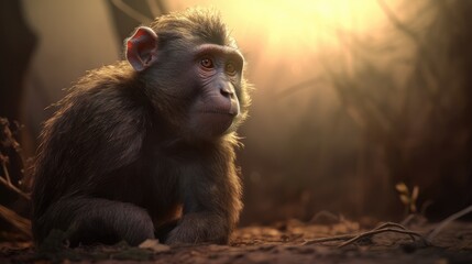 Wall Mural - monkey close up. portrait of a monkey. created with generative ai.