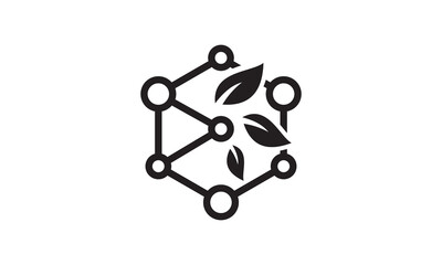 hexagon molecule logo vector. connection technology icon design