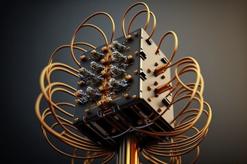 Sticker - close-up of 5g antenna, with its intricate wiring visible, created with generative ai