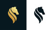 Royal horse head logo. Stallion icon. Equine stables emblem. Equestrian label symbol. Vector illustration.