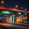 Night view of overpass in the city.