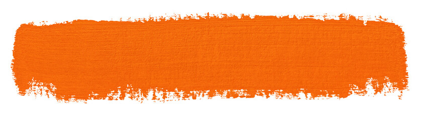 Orange stroke of paint texture isolated on transparent background