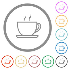 Wall Mural - Cup of coffee outline flat icons with outlines