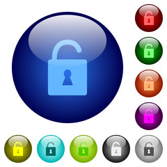 Sticker - Unlocked padlock with keyhole color glass buttons