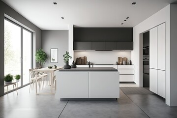 Sticker - a minimalist kitchen, with sleek, clean lines and minimalistic design elements, created with generative ai