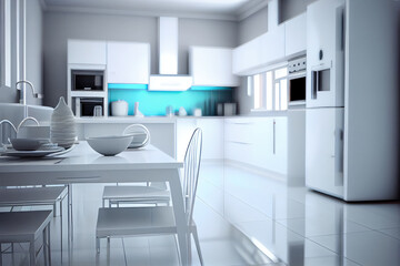 Modern white style kitchen.