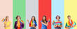 © Pixel-Shot - Set of people with LGBT flags on color background