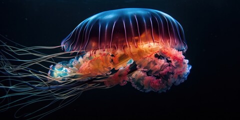 Wall Mural - Colurful and mesmerizing Deep sea jellyfish. Gen AI