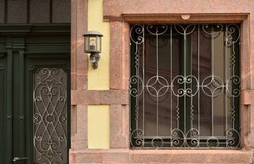 Wall Mural - view of beautiful building with wooden window
