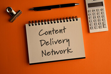 Poster - There is a notebook with the word Content Delivery Network. It is eye-catching image.