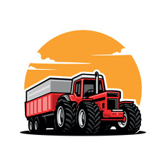 Sticker - agriculture farming tractor illustration vector