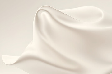Soft background with flowing satin waves, showcasing an elegant white silk textured fabric.
