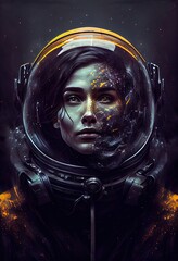 Wall Mural - an astronaut exploring an alien planet. a high-tech astronaut from the future. generative ai art.