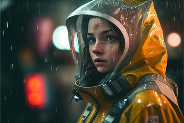 Wall Mural - portrait of an astronaut in a spacesuit. high-tech astronaut from the future. generative ai art.