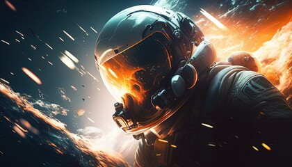 astronaut space battles, digital art illustration, Generative AI