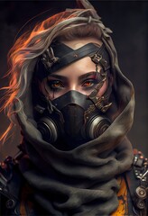 Wall Mural - portrait of a futuristic cyberpunk sci-fi girl. high-tech futuristic woman from the future. generati