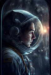 Wall Mural - an astronaut exploring an alien planet. a high-tech astronaut from the future. generative ai art.