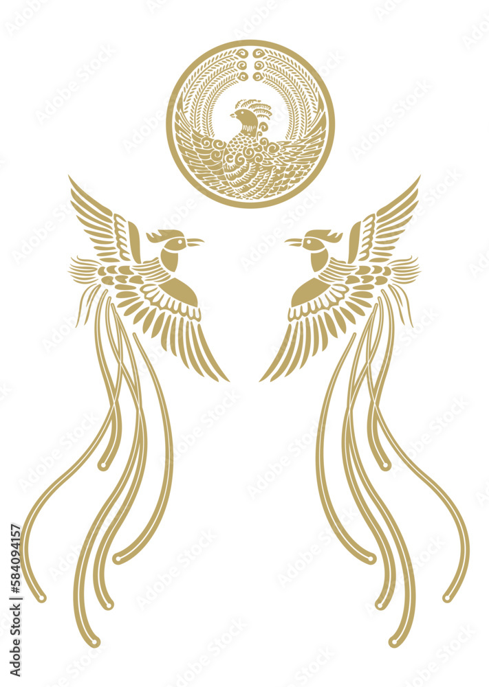 Chinese phoenix in japan_鳳凰セット_素材：ベクター_グラフィック