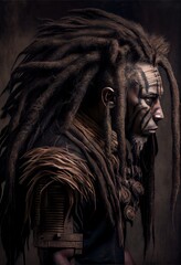 Wall Mural - portrait of fantastic warrior. high-tech futuristic man from the future. generative ai art.