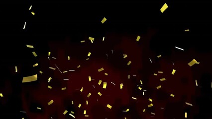 Poster - Animation of gold confetti falling over black background