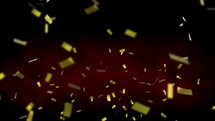 Sticker - Animation of gold confetti falling over black background