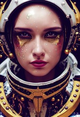 Wall Mural - portrait of an astronaut in a spacesuit. high-tech astronaut from the future. generative ai art.