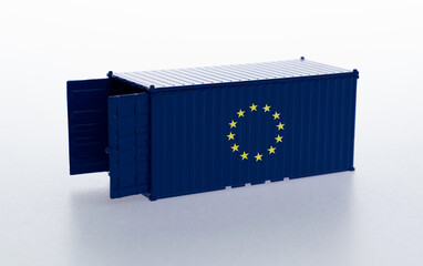 Poster - Cargo container with European Union flag