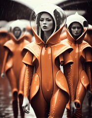 Wall Mural - a portrait of people in cyberpunk science fiction. high-tech futuristic people from the future. gene