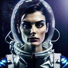 Wall Mural - an astronaut exploring an alien planet. a high-tech astronaut from the future. generative ai art.