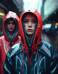 Wall Mural - portrait of a futuristic cyberpunk sci-fi girl. high-tech futuristic woman from the future. generati